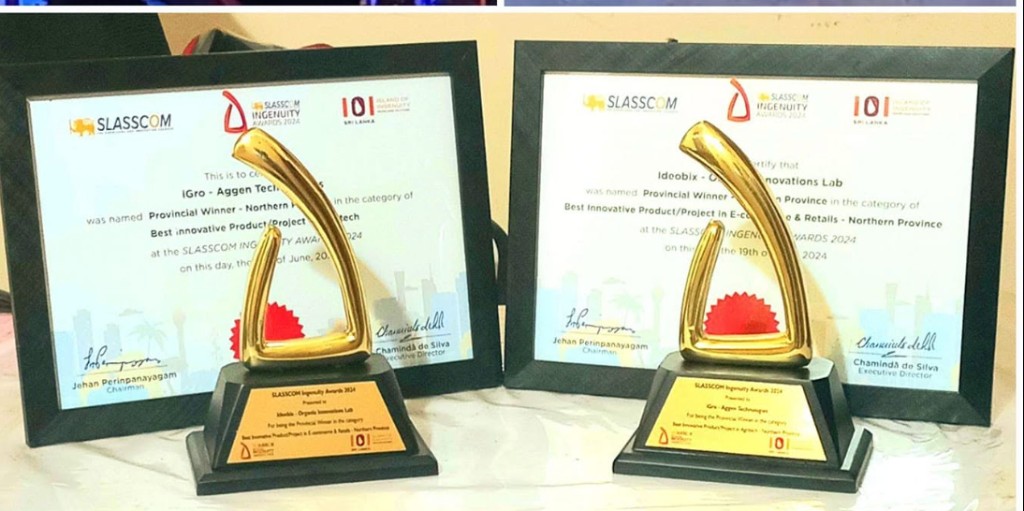 SLASSCOM Ingenuity Awards trophies and certificates